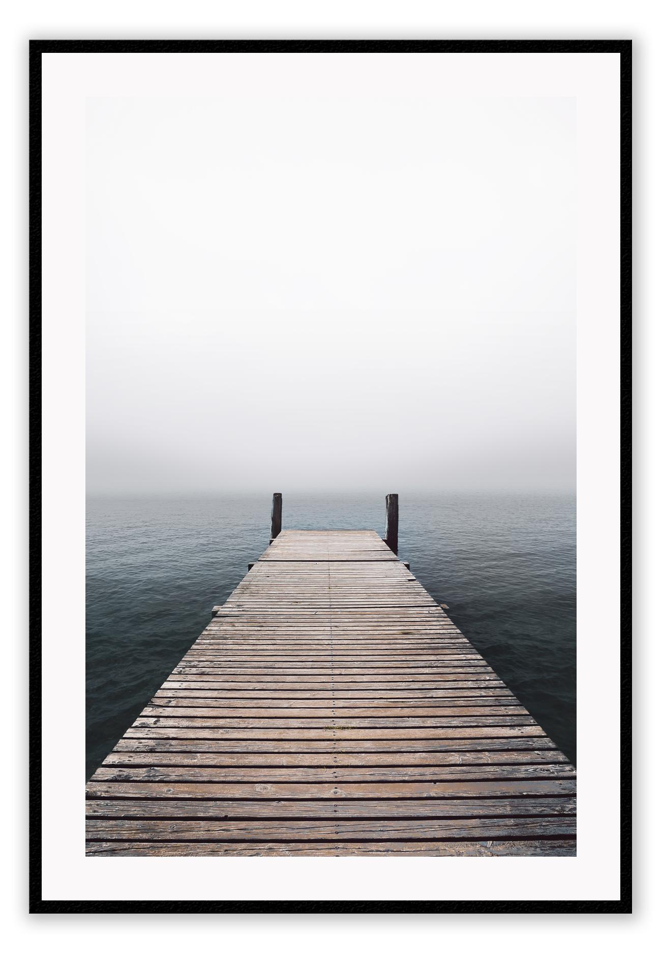 Wooden photography print portrait dock sea minimal abis texture with blue and neutral tones